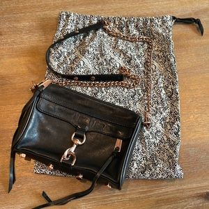 Rebecca Minkoff Black and Rose Gold Mini MAC